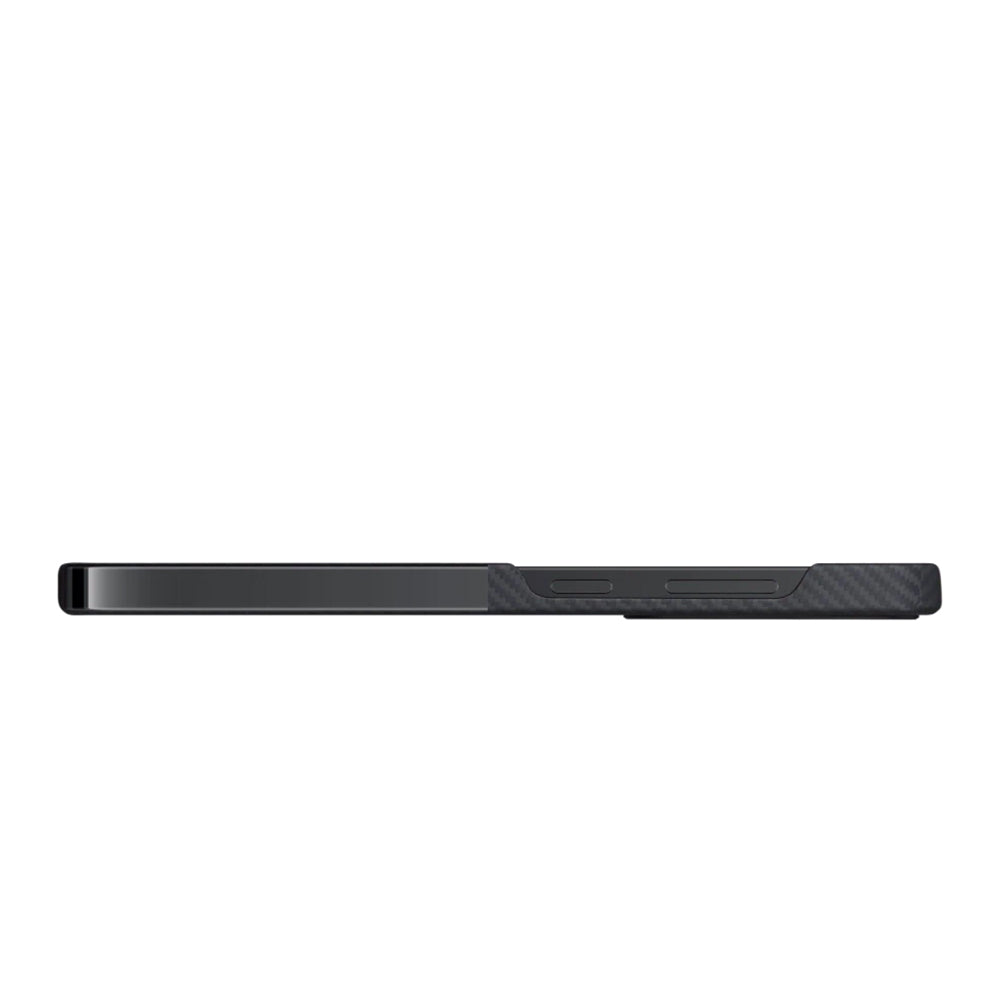 Galaxy S24 Ultra Kılıf M-safe Şarj Özellikli 600D Aramid Fiber Pitaka Ultra-Slim Classic Serisi Black-Grey Twill Kapak Siyah