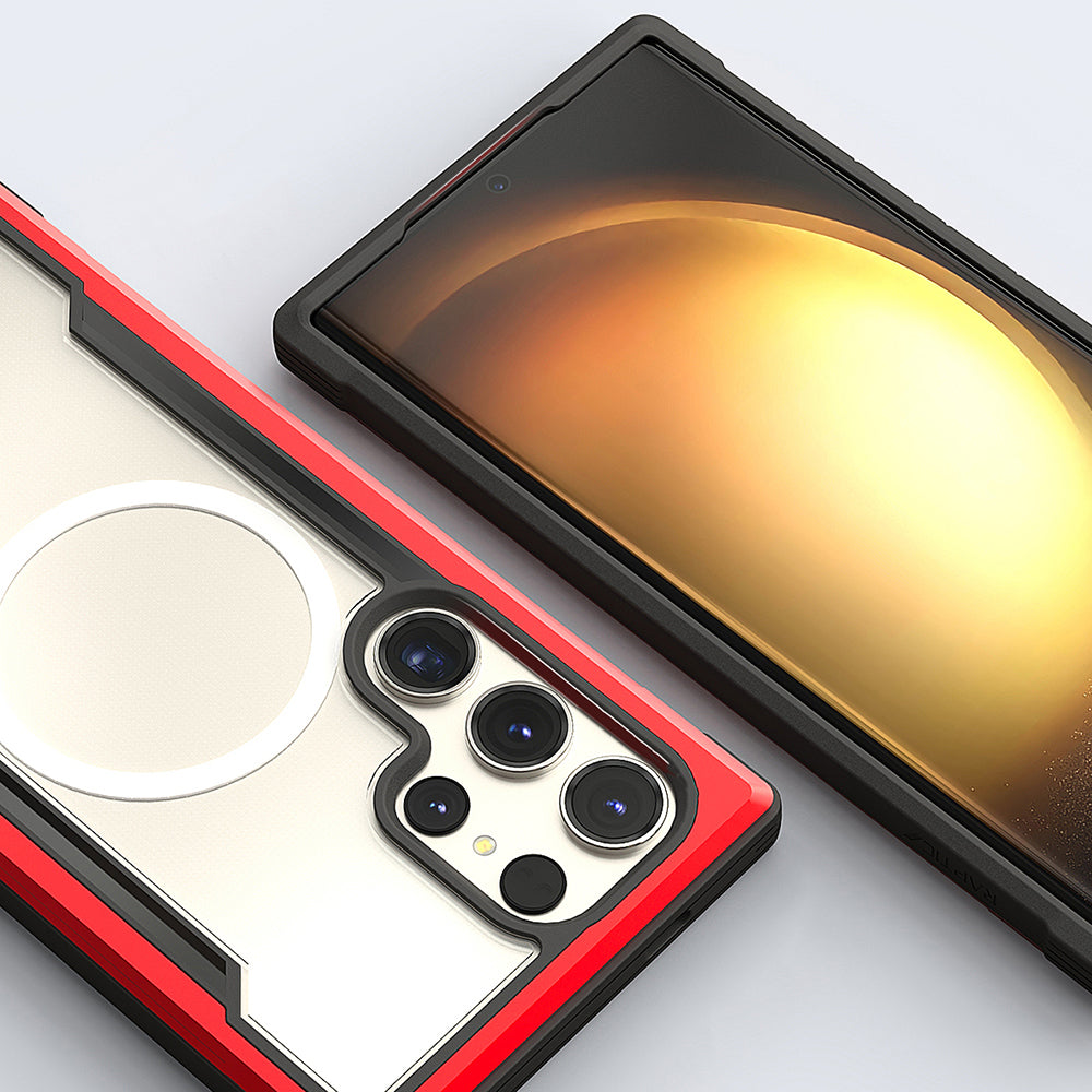 Galaxy S24 Ultra Kılıf M-safe Şarj Özellikli Airbagli Raptic Shield Serisi Şeffaf Arka Yüzey Kapak Colorful