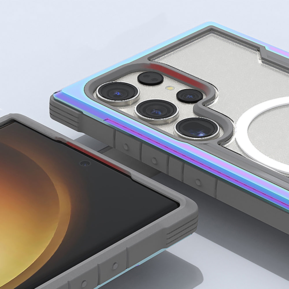 Galaxy S24 Ultra Kılıf M-safe Şarj Özellikli Airbagli Raptic Shield Serisi Şeffaf Arka Yüzey Kapak Colorful