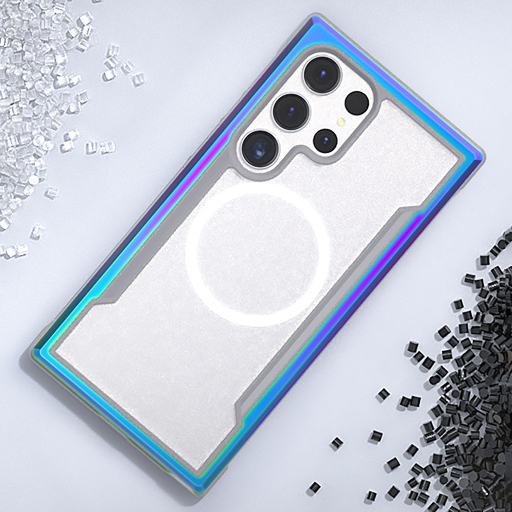 Galaxy S24 Ultra Kılıf M-safe Şarj Özellikli Airbagli Raptic Shield Serisi Şeffaf Arka Yüzey Kapak Colorful