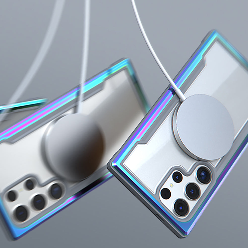 Galaxy S24 Ultra Kılıf M-safe Şarj Özellikli Airbagli Raptic Shield Serisi Şeffaf Arka Yüzey Kapak Kırmızı