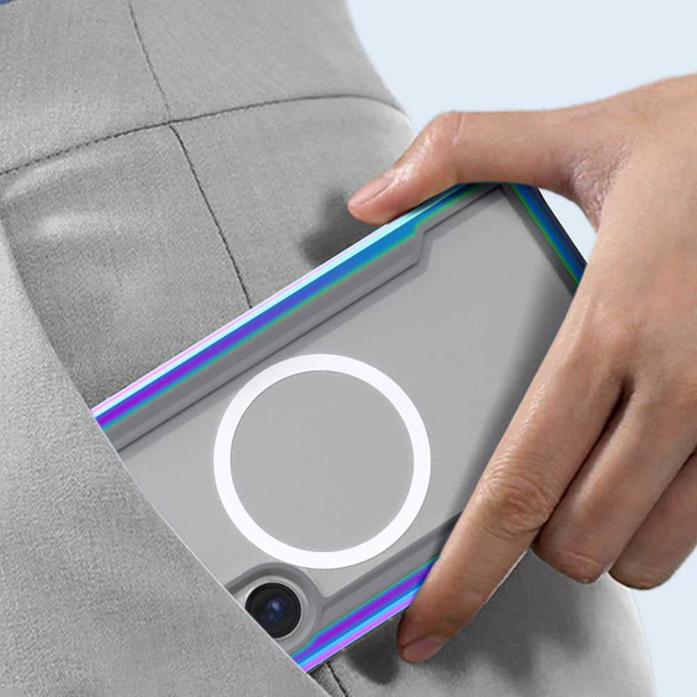 Galaxy S24 Ultra Kılıf M-safe Şarj Özellikli Airbagli Raptic Shield Serisi Şeffaf Arka Yüzey Kapak Colorful