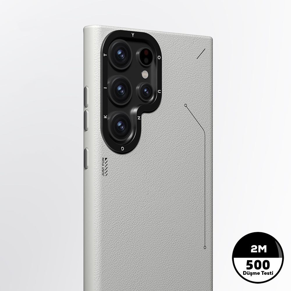 Galaxy S24 Ultra Kılıf M-safe Şarj Özellikli Basit Mat Deri Desenli Youngkit Tech Fashion Serisi Kapak Kahverengi