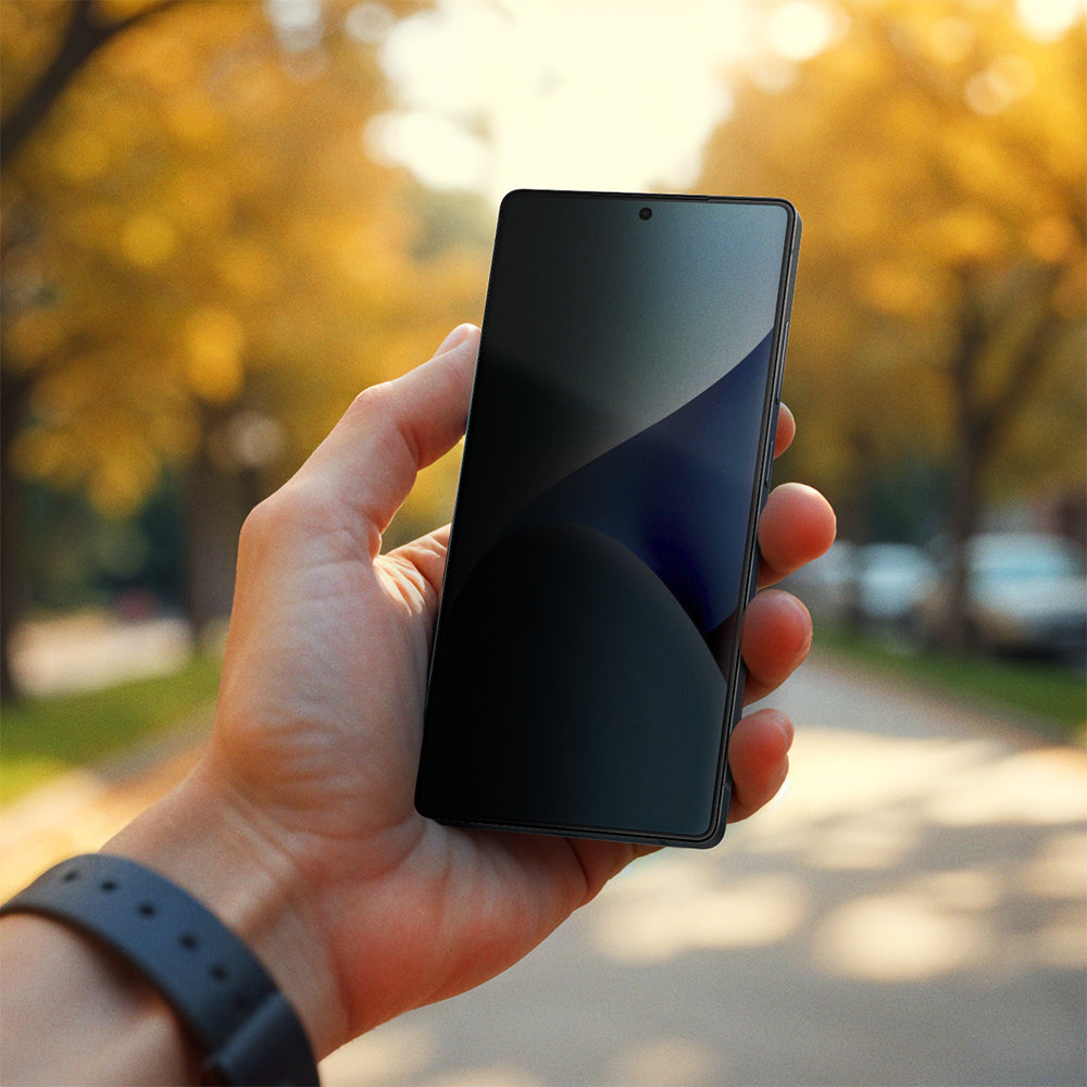 Galaxy S25 Amazingthing Radix Privacy Parmak İzi Bırakmayan Temperli Cam Ekran Koruyucu Siyah