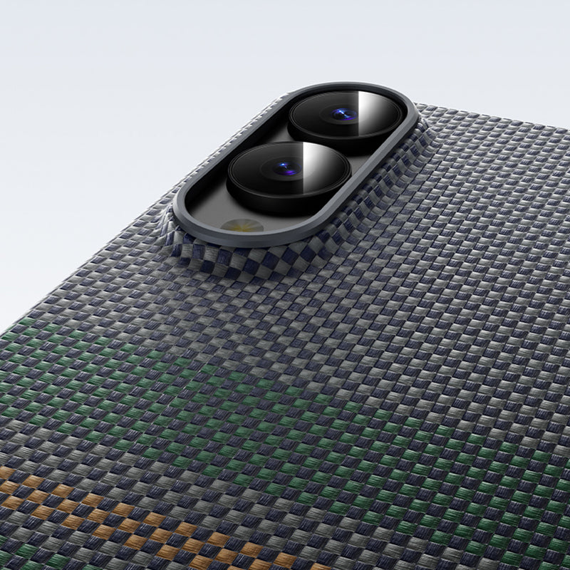 Galaxy S25 Edge Kılıf M-safe Şarj Özellikli Karbon Fiber Tasarımlı Benks Aurora ArmorAir Kevlar Kapak Yeşil