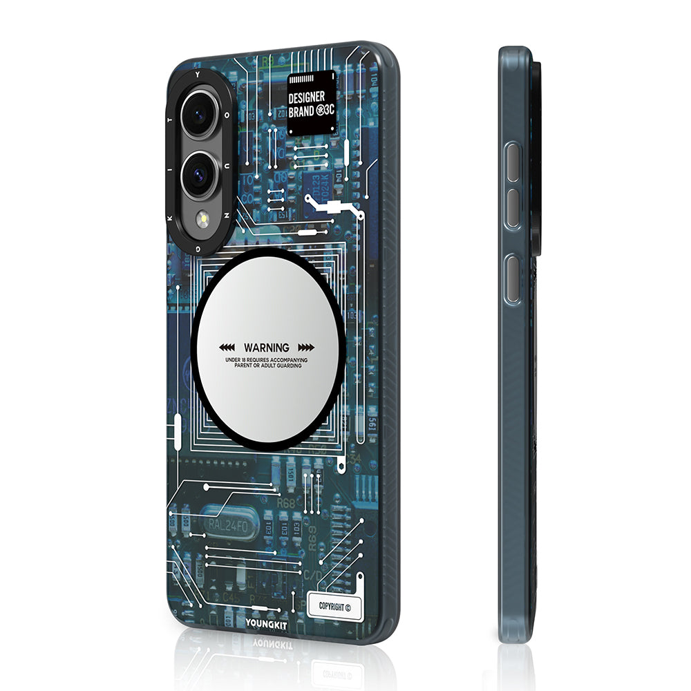 Galaxy S25 Edge Kılıf M-safe Şarj Özellikli Youngkit Technology Serisi Kapak Gri