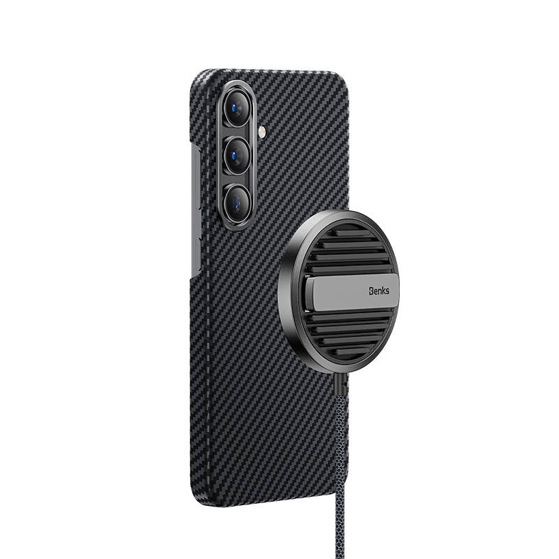 Galaxy S25 Kılıf M-safe Özellikli Karbon Fiber Benks Essential ArmorAir 600D Kevlar Kapak Siyah