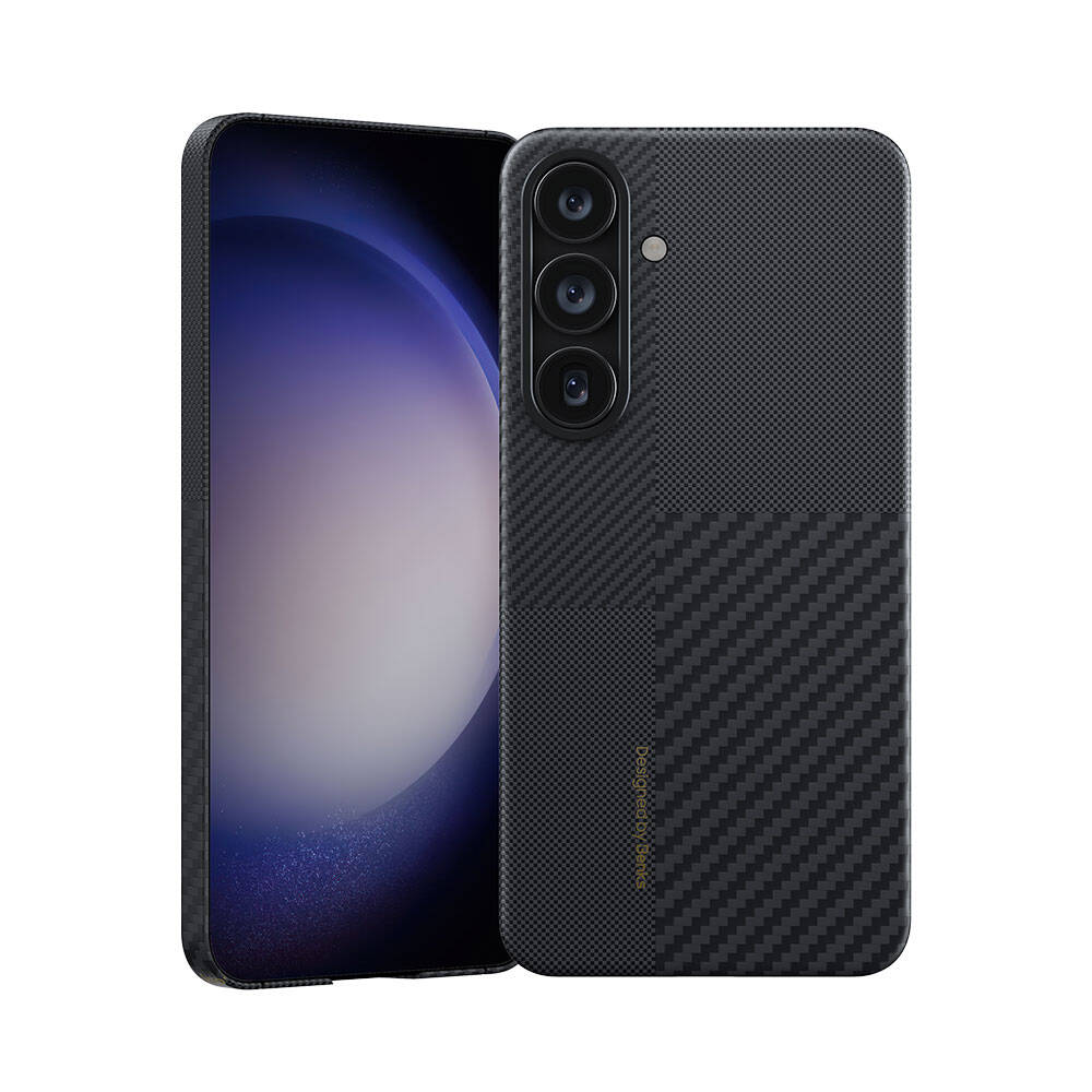 Galaxy S25 Kılıf M-safe Şarj Özellikli Karbon Fiber Benks Montage ArmorAir Kevlar Kapak Siyah
