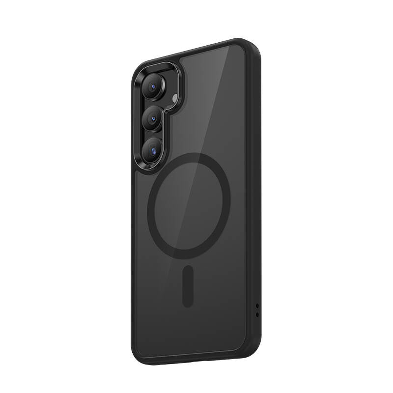 Galaxy S25 Kılıf M-safe Şarj Özellikli Şeffaf Arka Yüzey Benks MagClap TPU Çerçeve Kapak Siyah