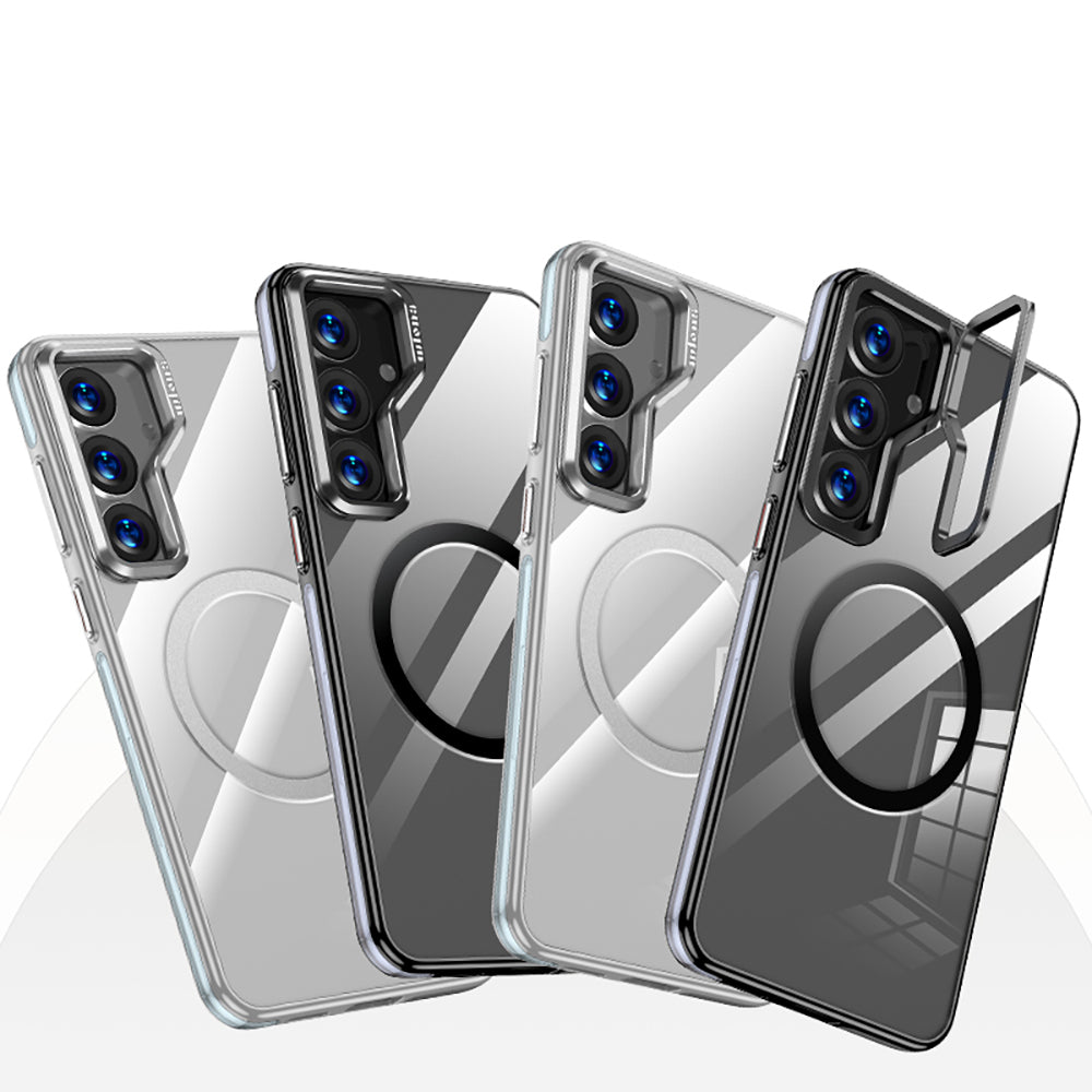 Galaxy S25 Kılıf M-safe Şarj Özellikli Wlons Standlı Efsane Kapak Gri