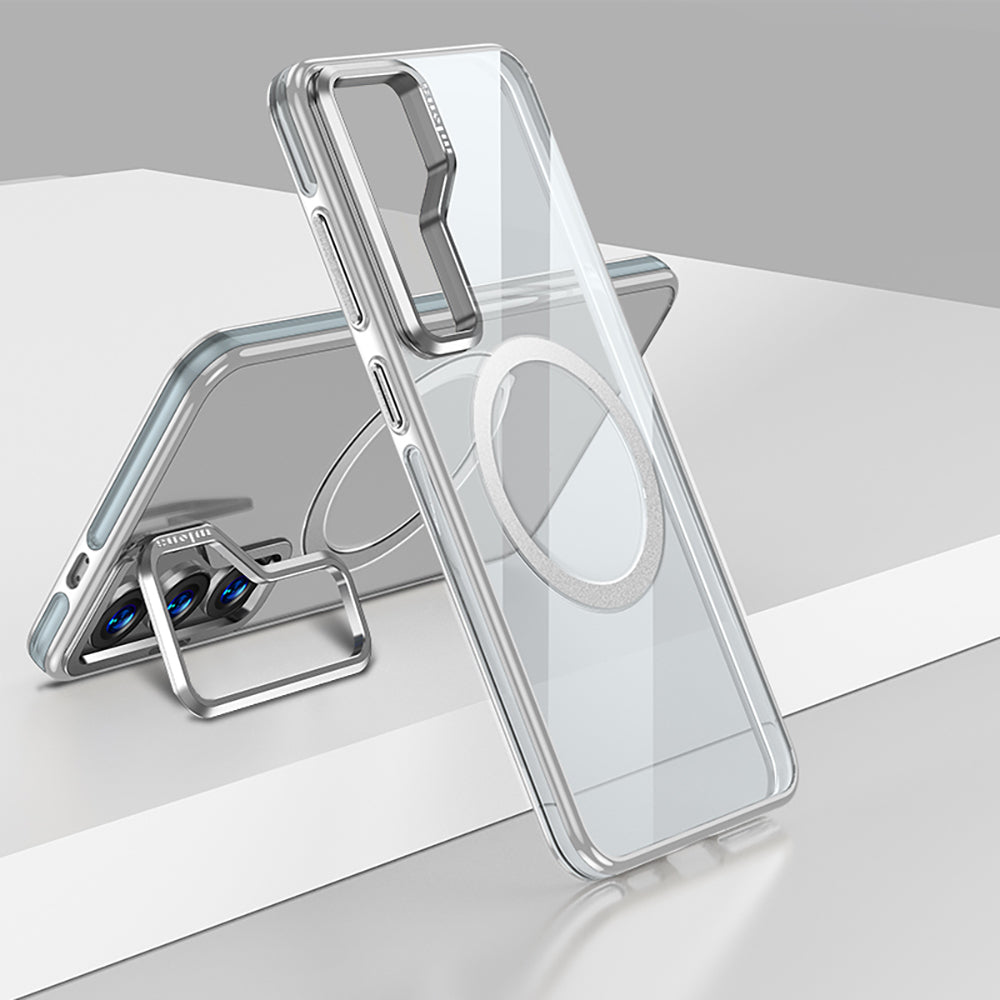 Galaxy S25 Plus Kılıf M-safe Şarj Özellikli Wlons Standlı Efsane Kapak Gri