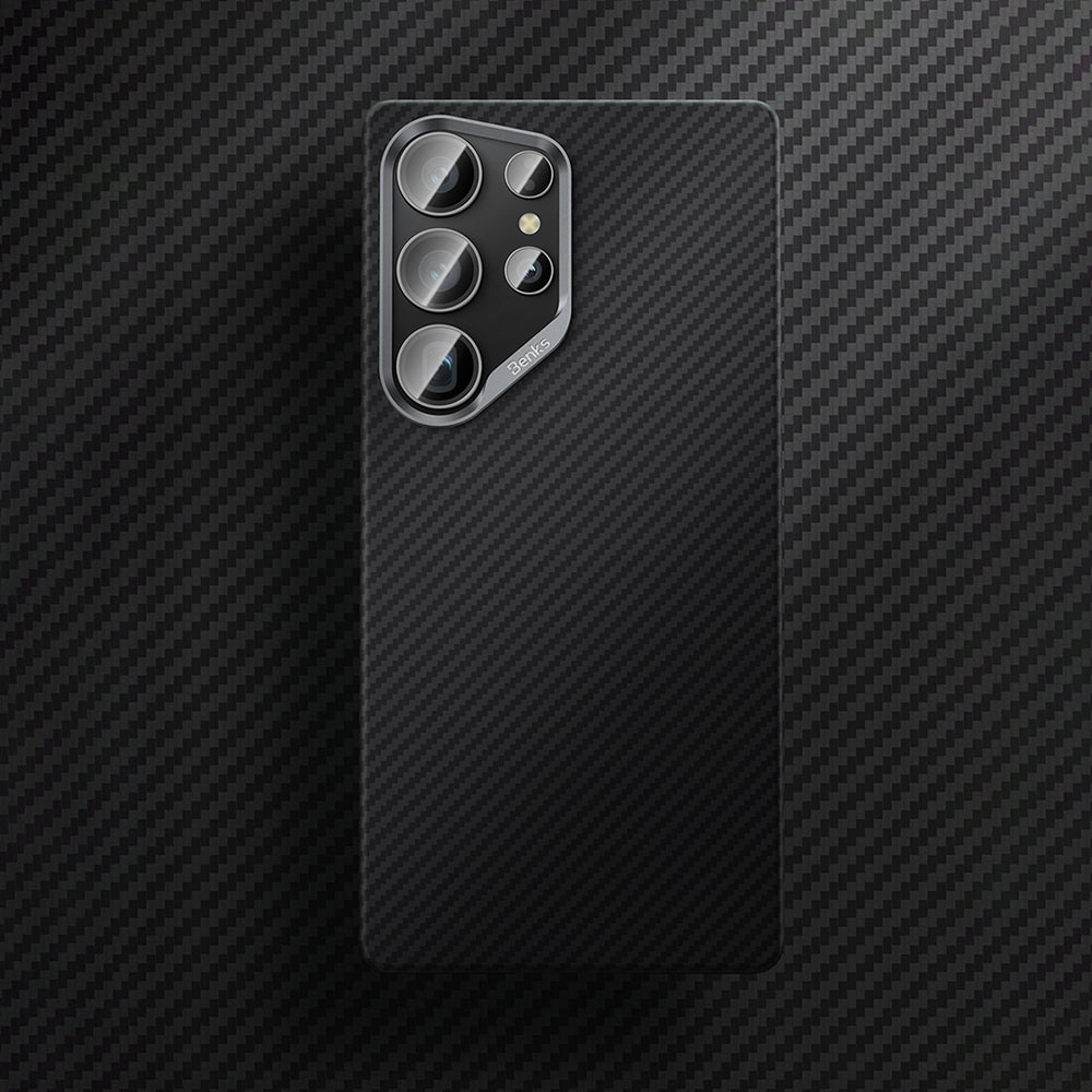 Galaxy S25 Ultra Kılıf Benks M-safe Şarj Özellikli Magnetik ArmorAir 600D Kevlar Fiber Kapak Siyah