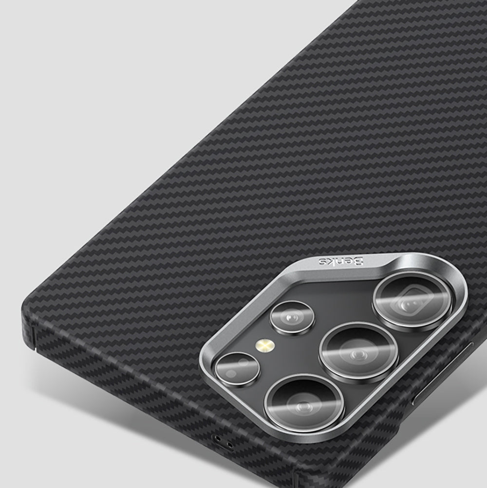 Galaxy S25 Ultra Kılıf Benks M-safe Şarj Özellikli Magnetik ArmorAir 600D Kevlar Fiber Kapak Siyah