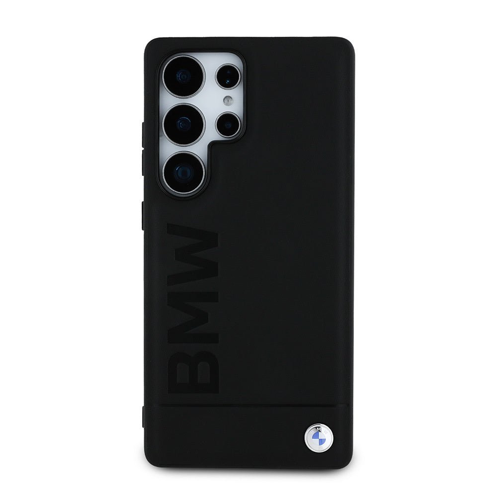 Galaxy S25 Ultra Kılıf BMW Orjinal Lisanslı M-safe Şarj Özellikli Sıcak Damga Logolu Deri Kapak Siyah