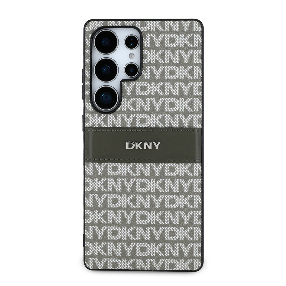 Galaxy S25 Ultra Kılıf DKNY Orjinal Lisanslı Kartlıklı 3D Yazılı Repeat Texture Pattern Kapak Siyah