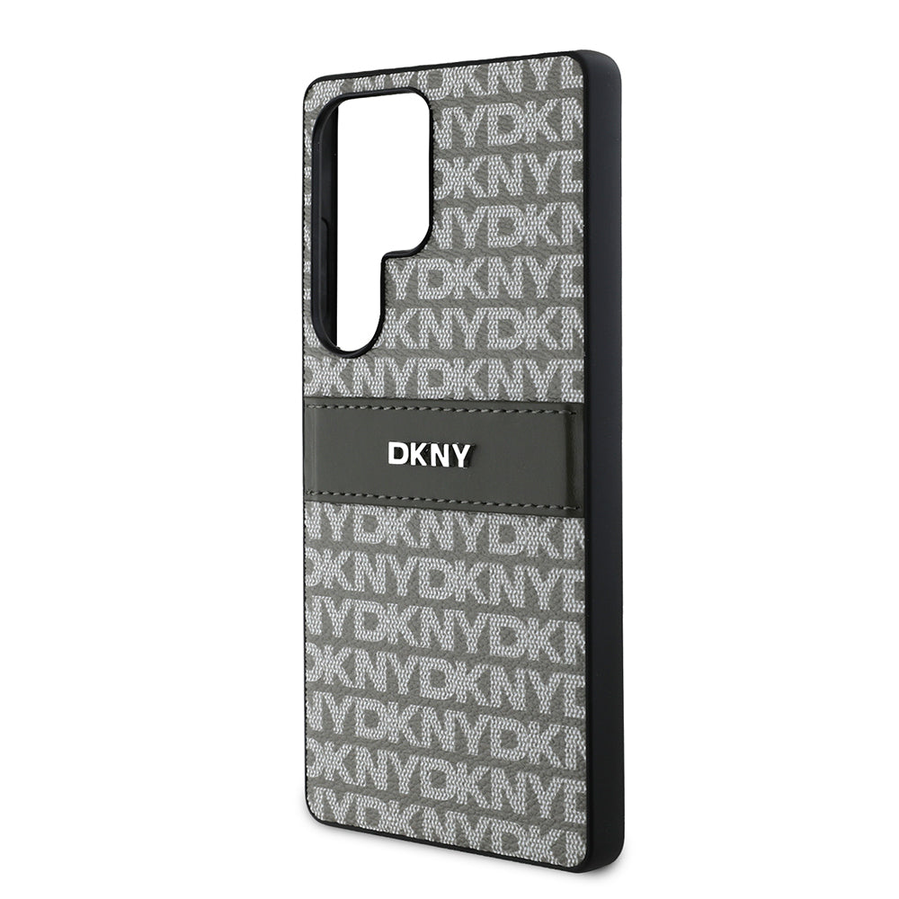 Galaxy S25 Ultra Kılıf DKNY Orjinal Lisanslı Kartlıklı 3D Yazılı Repeat Texture Pattern Kapak Siyah