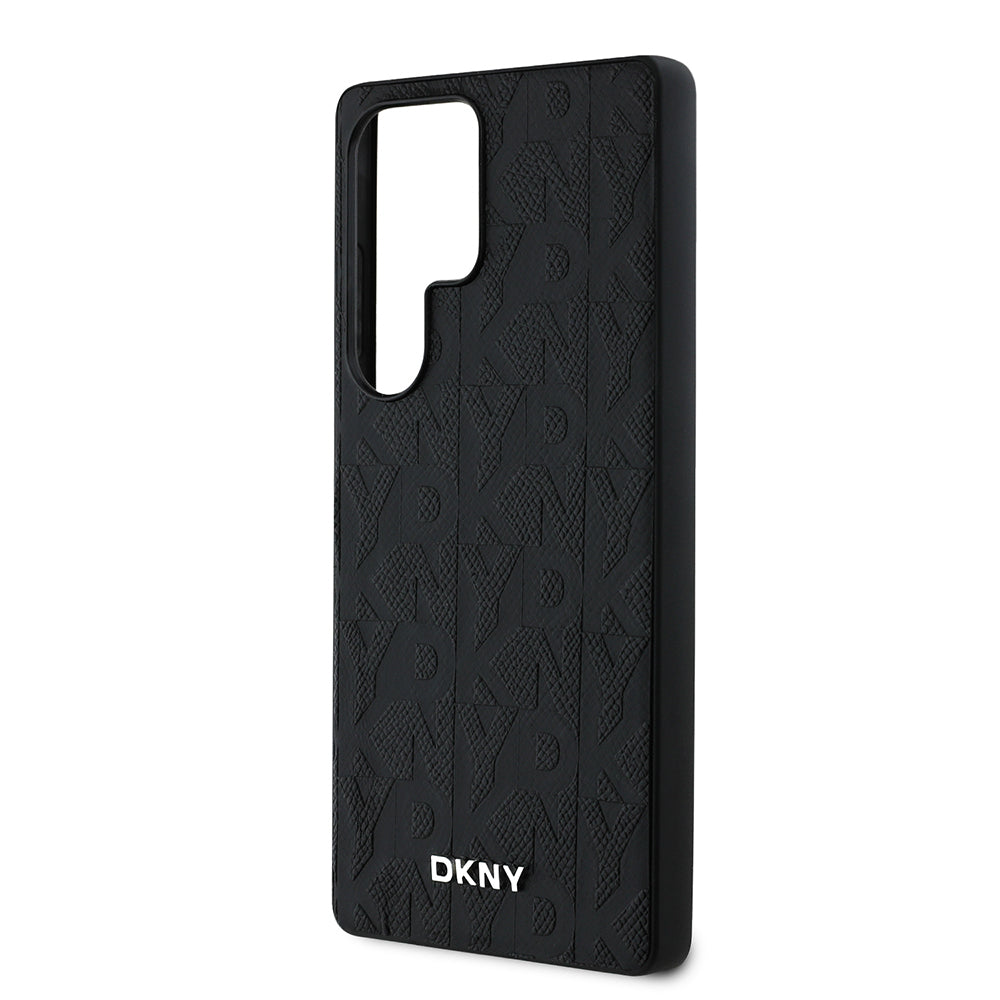 Galaxy S25 Ultra Kılıf DKNY Orjinal Lisanslı Magnetik PU Deri Grid Pattern Kapak Siyah