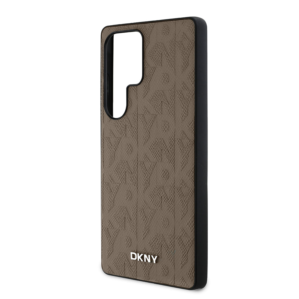 Galaxy S25 Ultra Kılıf DKNY Orjinal Lisanslı Magnetik PU Deri Grid Pattern Kapak Siyah