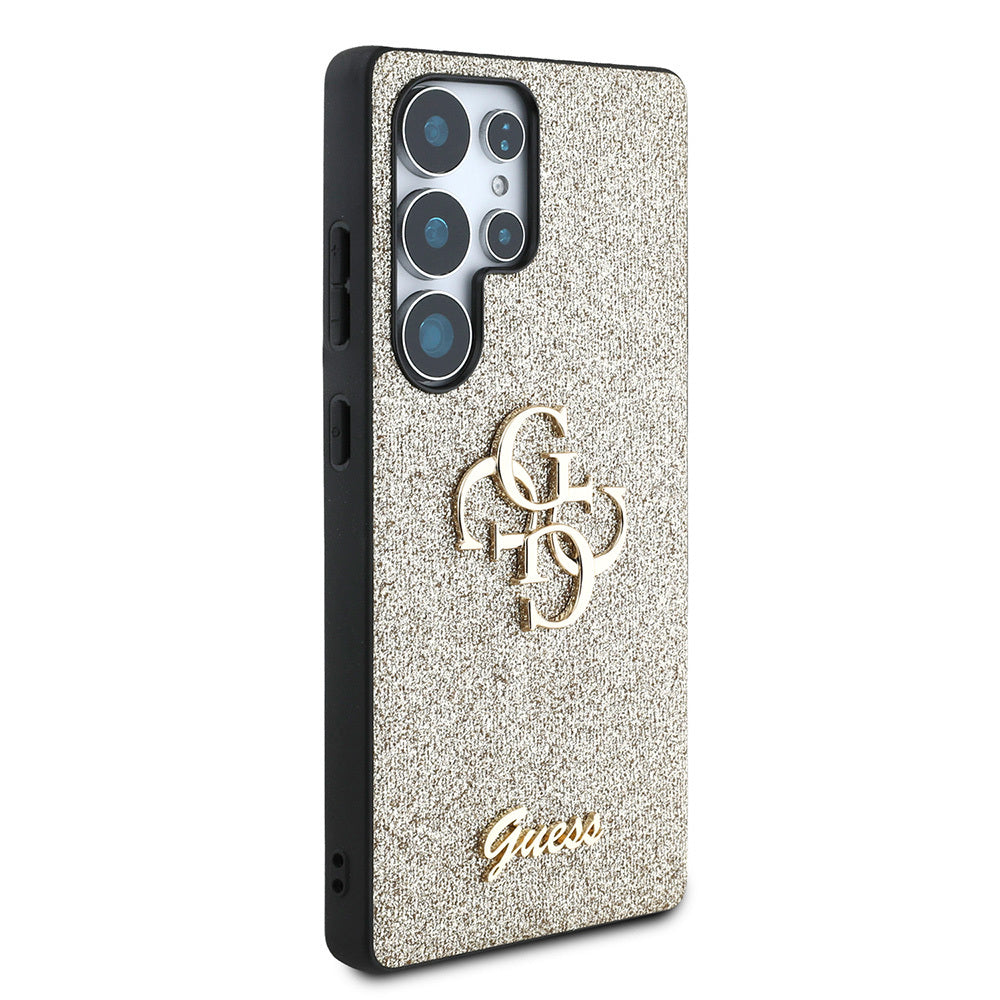 Galaxy S25 Ultra Kılıf Guess Orjinal Lisanslı 4G Büyük Metal Logolu Glitter Kapak Siyah