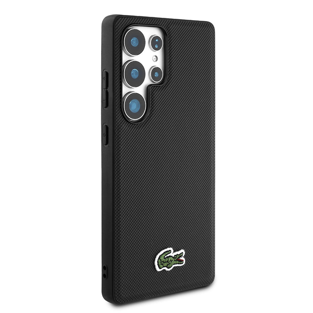 Galaxy S25 Ultra Kılıf Lacoste Orjinal Lisanslı PU Pike Desenli Arka Yüzey İkonik Timsah Dokuma Logolu Kapak Yeşil