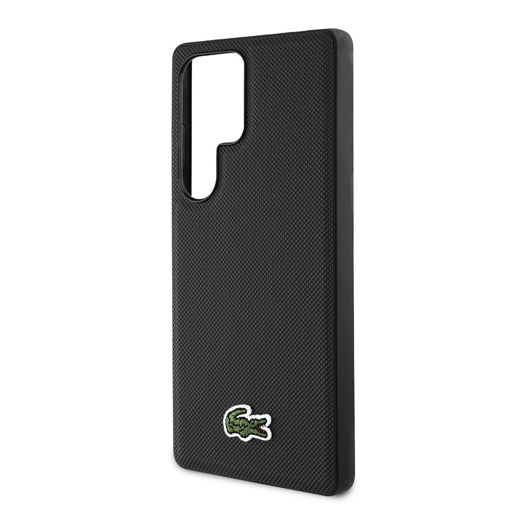 Galaxy S25 Ultra Kılıf Lacoste Orjinal Lisanslı PU Pike Desenli Arka Yüzey İkonik Timsah Dokuma Logolu Kapak Siyah