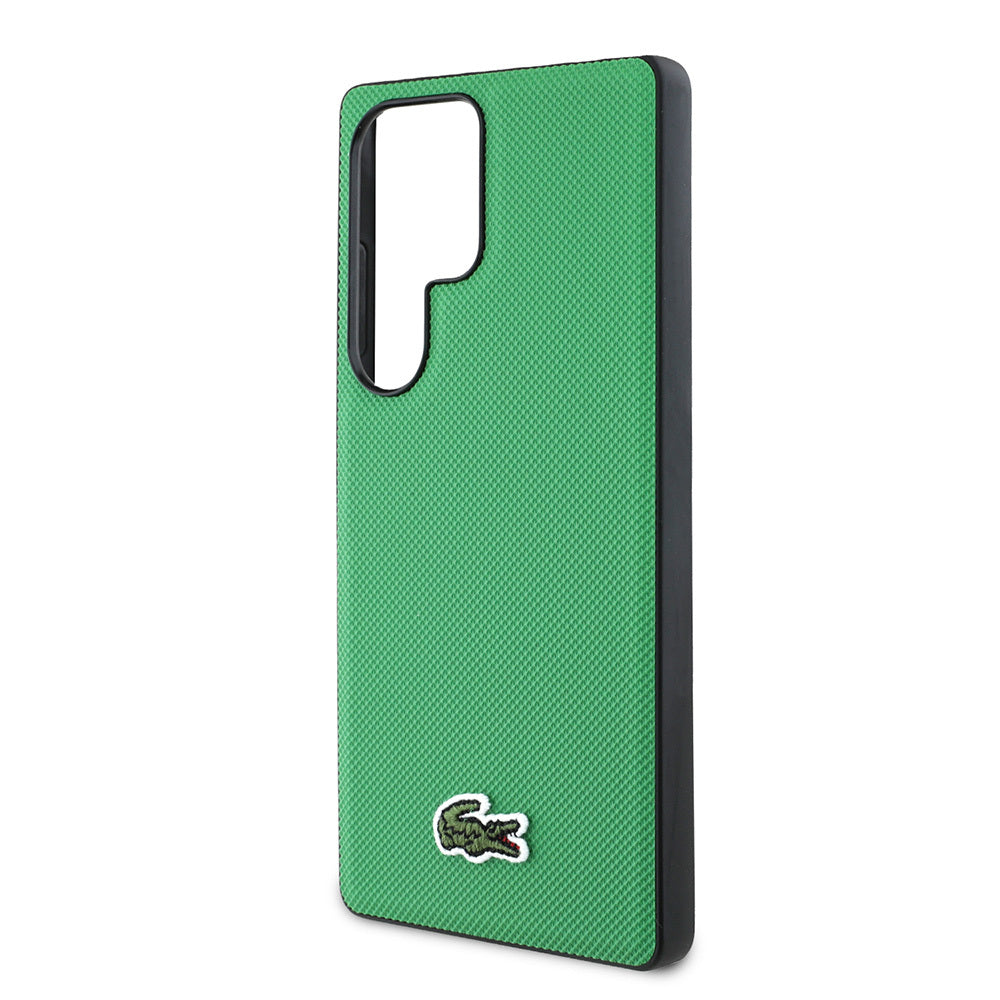 Galaxy S25 Ultra Kılıf Lacoste Orjinal Lisanslı PU Pike Desenli Arka Yüzey İkonik Timsah Dokuma Logolu Kapak Siyah