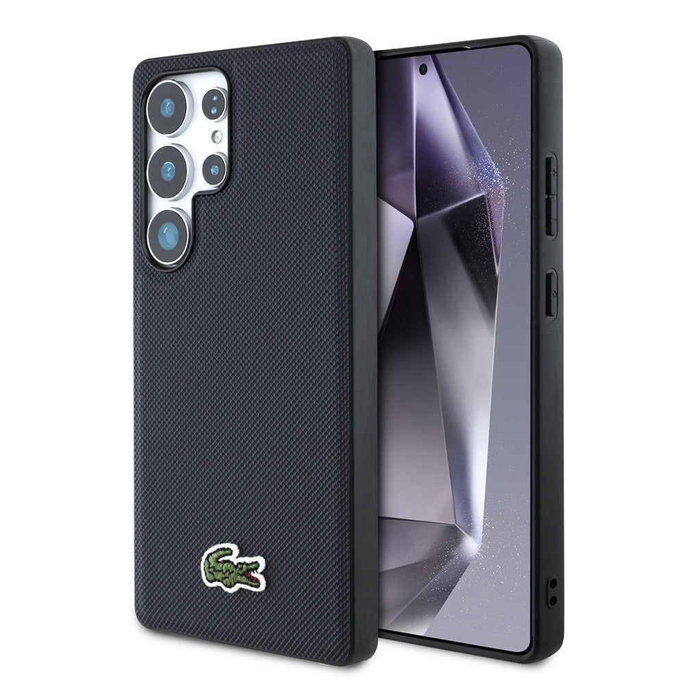 Galaxy S25 Ultra Kılıf Lacoste Orjinal Lisanslı PU Pike Desenli Arka Yüzey İkonik Timsah Dokuma Logolu Kapak Yeşil