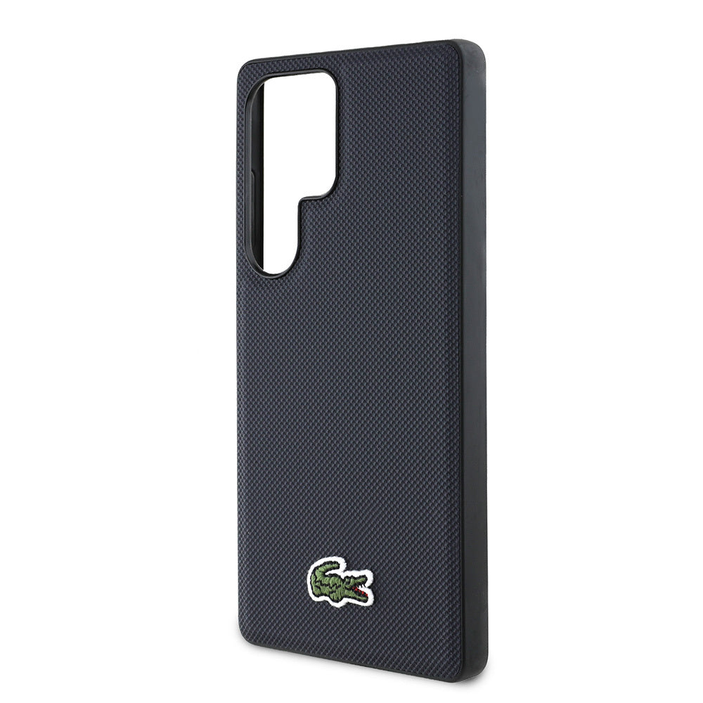 Galaxy S25 Ultra Kılıf Lacoste Orjinal Lisanslı PU Pike Desenli Arka Yüzey İkonik Timsah Dokuma Logolu Kapak Kırmızı