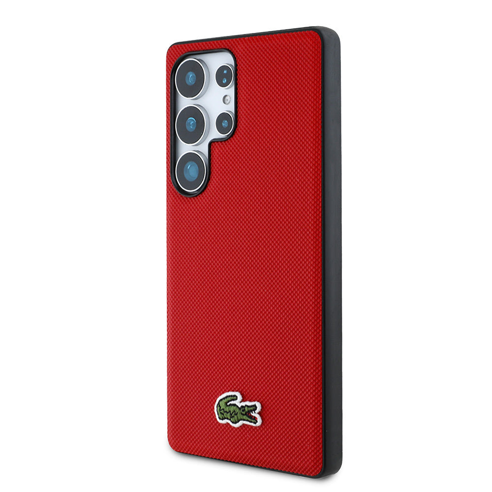 Galaxy S25 Ultra Kılıf Lacoste Orjinal Lisanslı PU Pike Desenli Arka Yüzey İkonik Timsah Dokuma Logolu Kapak Lacivert