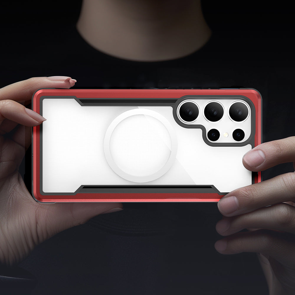 Galaxy S25 Ultra Kılıf M-safe Şarj Özellikli Airbagli Raptic Shield Serisi Şeffaf Arka Yüzey Kapak Colorful