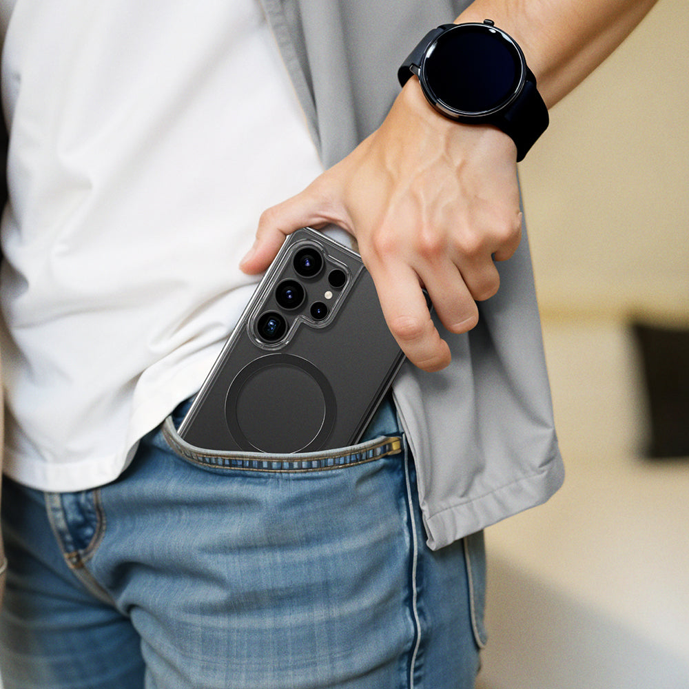 Galaxy S25 Ultra Kılıf M-safe Şarj Özellikli Amazingthing Minimal Serisi Kapak Titanyum-Siyah