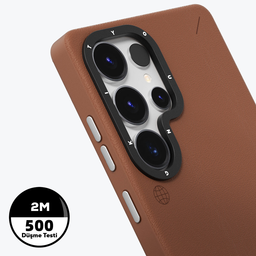 Galaxy S25 Ultra Kılıf M-safe Şarj Özellikli Basit Mat Deri Desenli Youngkit Tech Fashion Serisi Kapak Siyah