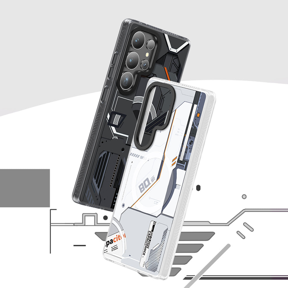 Galaxy S25 Ultra Kılıf M-safe Şarj Özellikli Benks Dynamic Mecha Serisi Kapak Beyaz