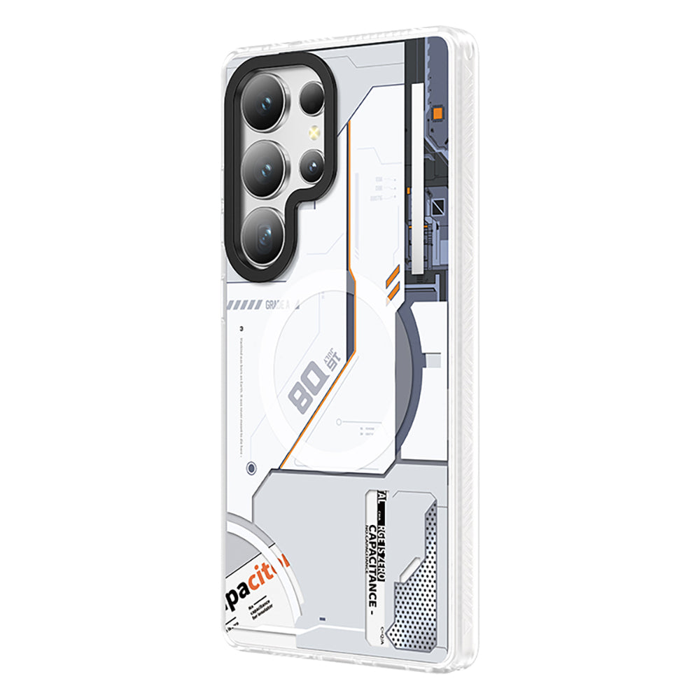 Galaxy S25 Ultra Kılıf M-safe Şarj Özellikli Benks Dynamic Mecha Serisi Kapak Beyaz