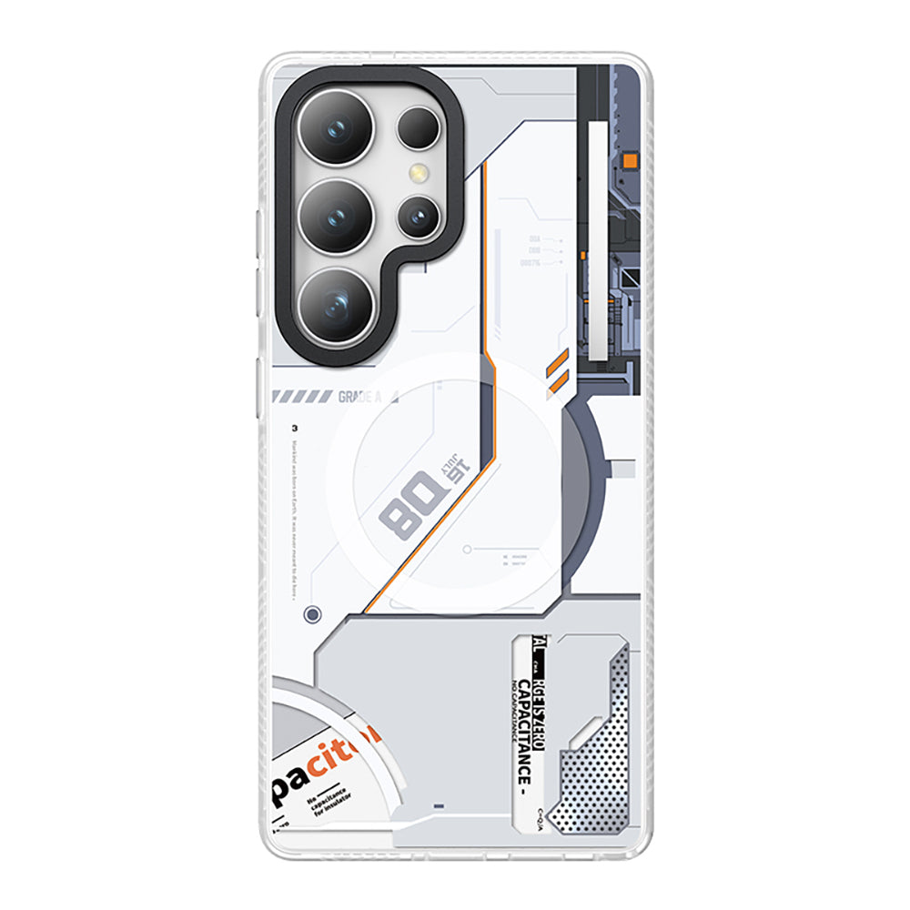 Galaxy S25 Ultra Kılıf M-safe Şarj Özellikli Benks Dynamic Mecha Serisi Kapak Beyaz