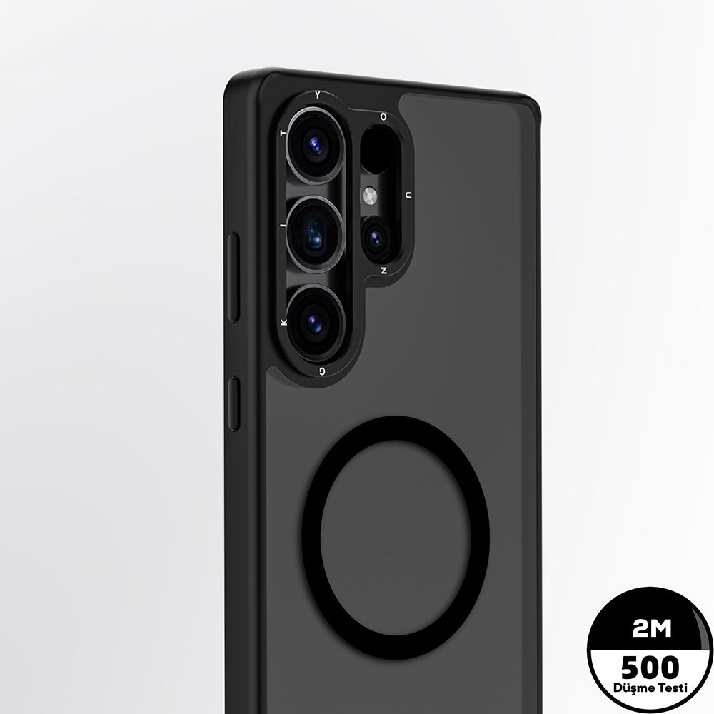 Galaxy S25 Ultra Kılıf M-safe Şarj Özellikli Cam Arka Yüzey TPU Youngkit Gemstone Serisi Kapak Şeffaf