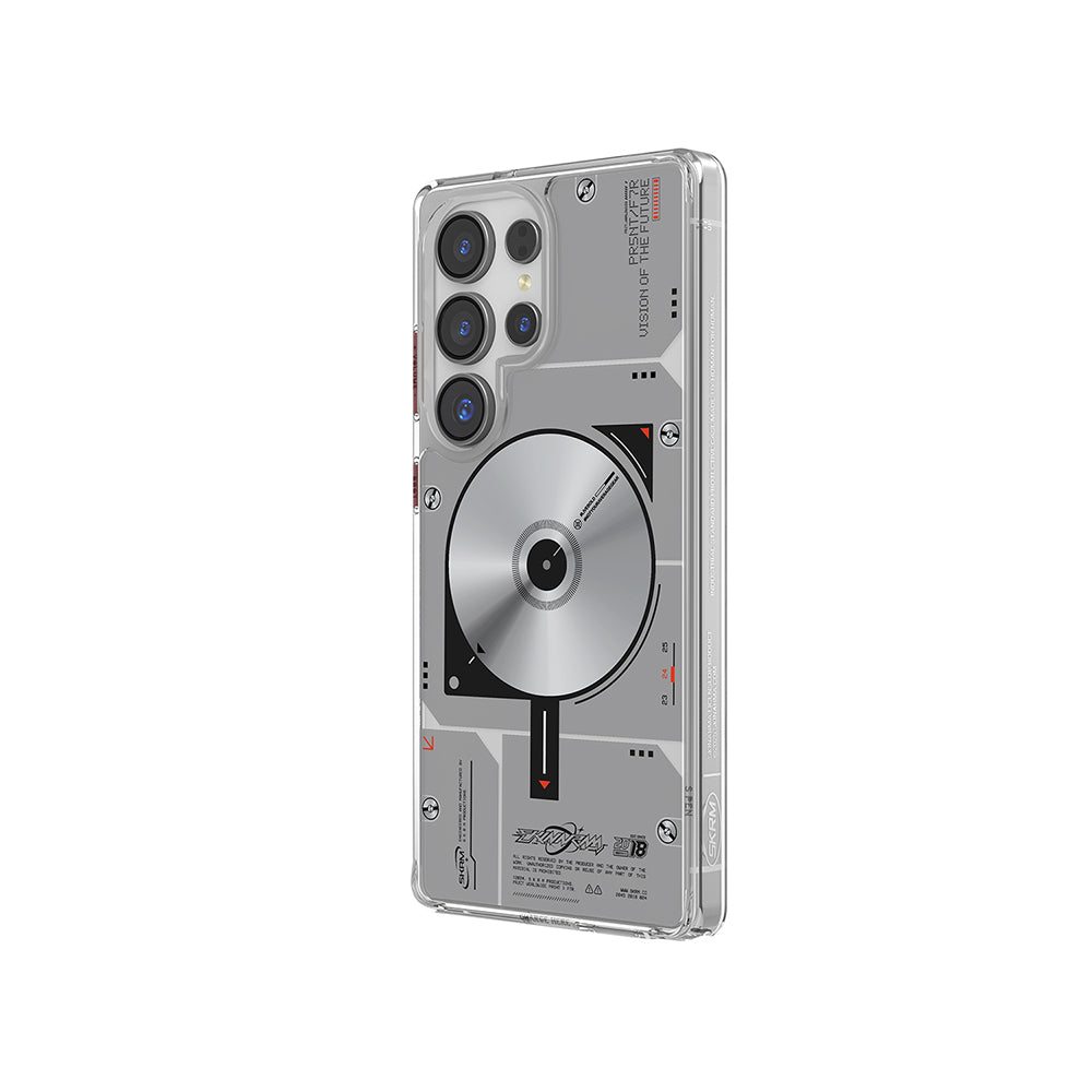 Galaxy S25 Ultra Kılıf M-safe Şarj Özellikli Disk Desenli Airbag Tasarımlı Skinarma Nova Kapak Şeffaf