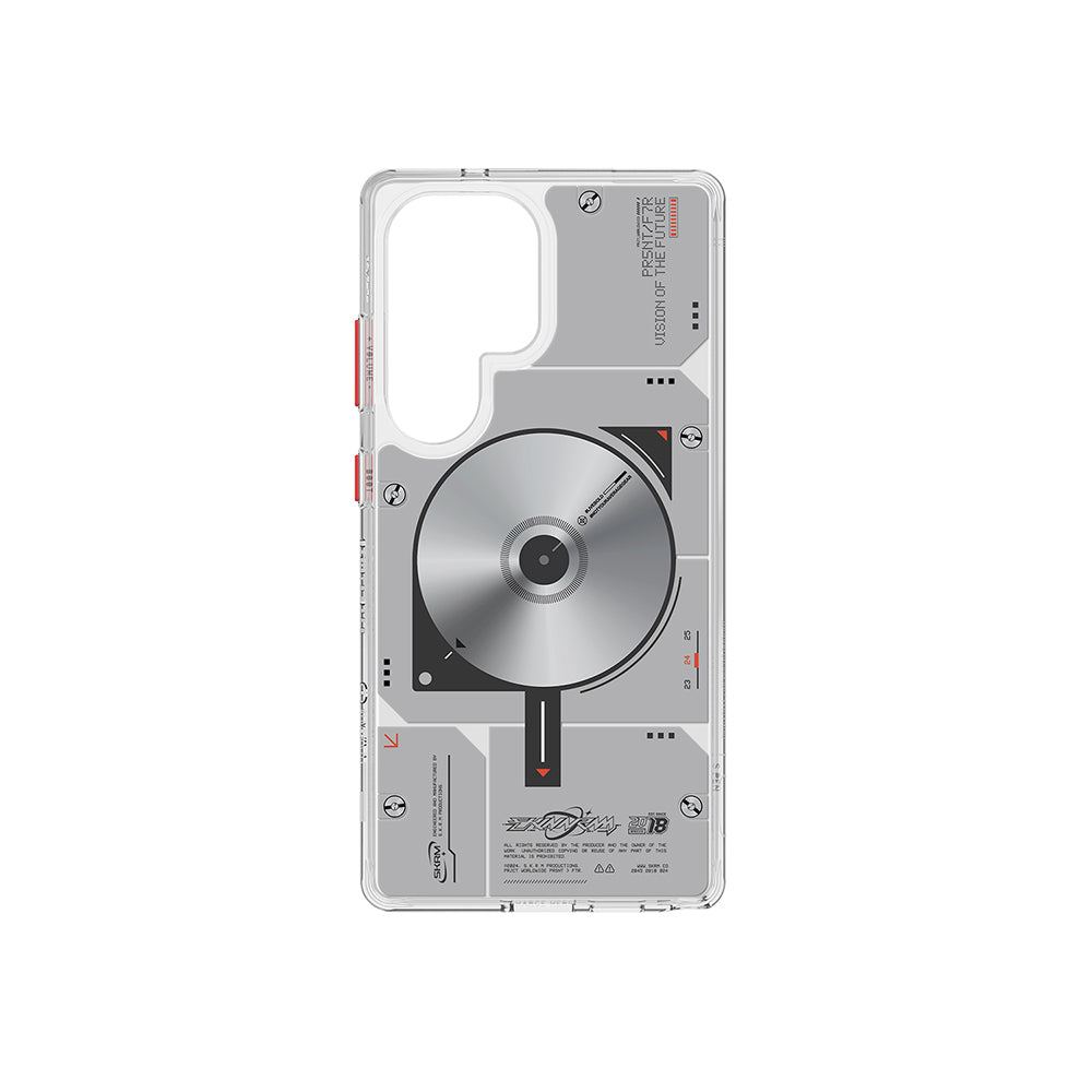 Galaxy S25 Ultra Kılıf M-safe Şarj Özellikli Disk Desenli Airbag Tasarımlı Skinarma Nova Kapak Şeffaf