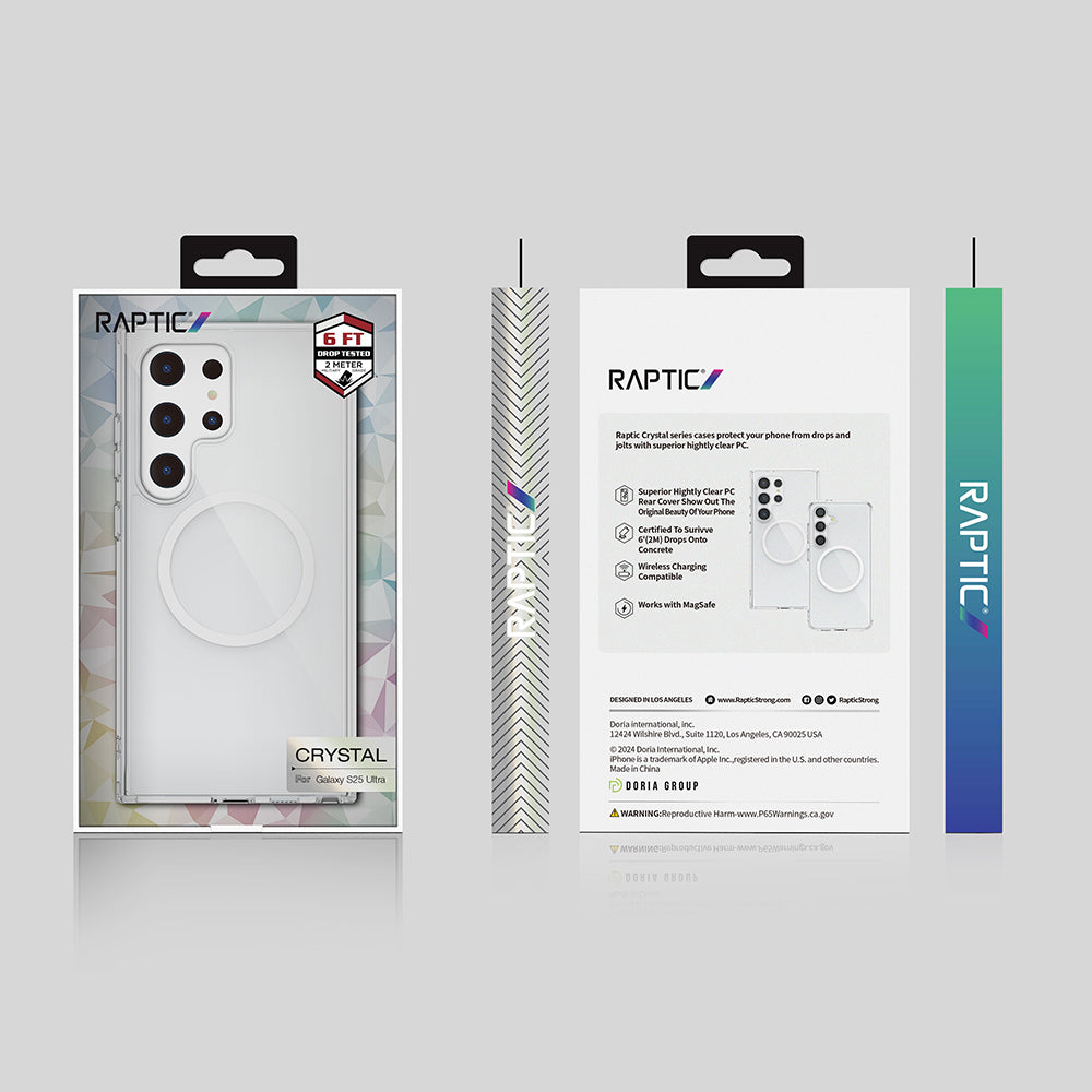 Galaxy S25 Ultra Kılıf M-safe Şarj Özellikli Raptic Crystal M-safe Serisi Şeffaf Kapak Şeffaf