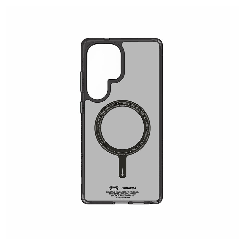 Galaxy S25 Ultra Kılıf M-safe Şarj Özellikli Şeffaf Airbag Tasarımlı Skinarma Saido Kapak Siyah