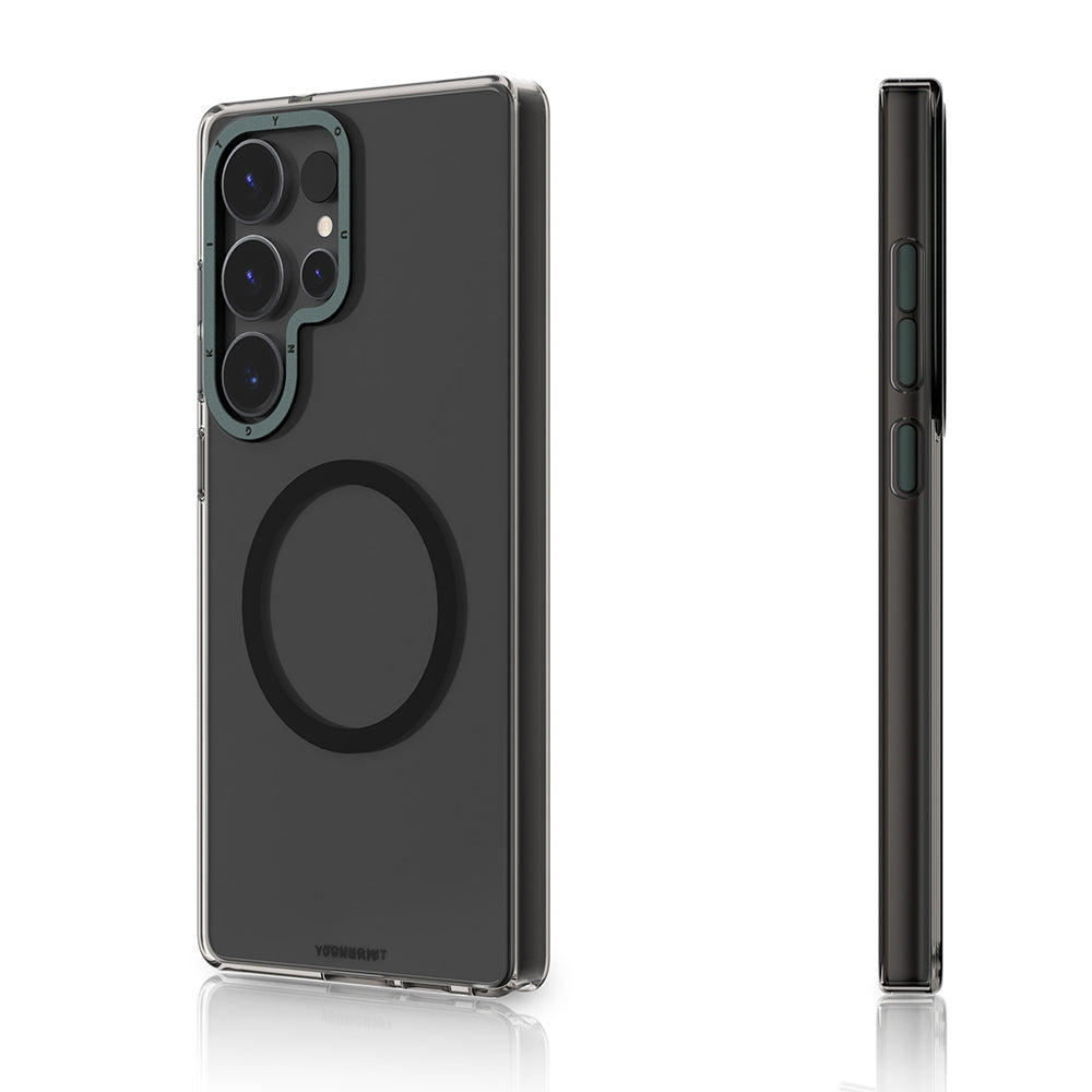 Galaxy S25 Ultra Kılıf M-safe Şarj Özellikli Şeffaf Youngkit Crystal Shield Serisi Kapak Siyah