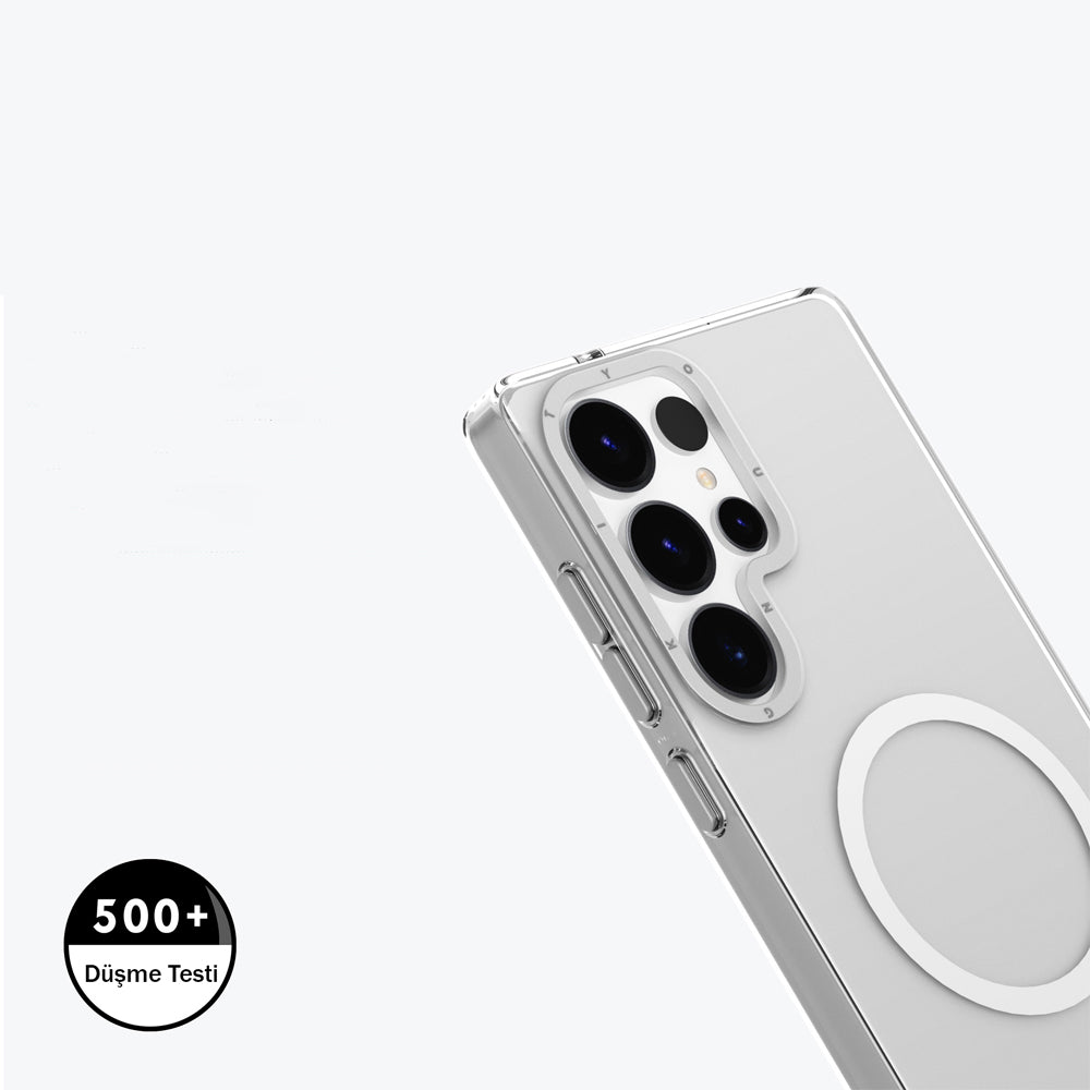 Galaxy S25 Ultra Kılıf M-safe Şarj Özellikli Şeffaf Youngkit Crystal Shield Serisi Kapak Siyah