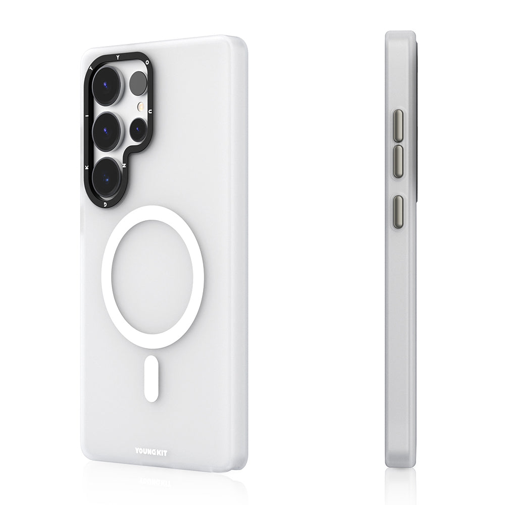 Galaxy S25 Ultra Kılıf M-safe Şarj Özellikli Youngkit Hidden Sand Serisi Kapak Beyaz