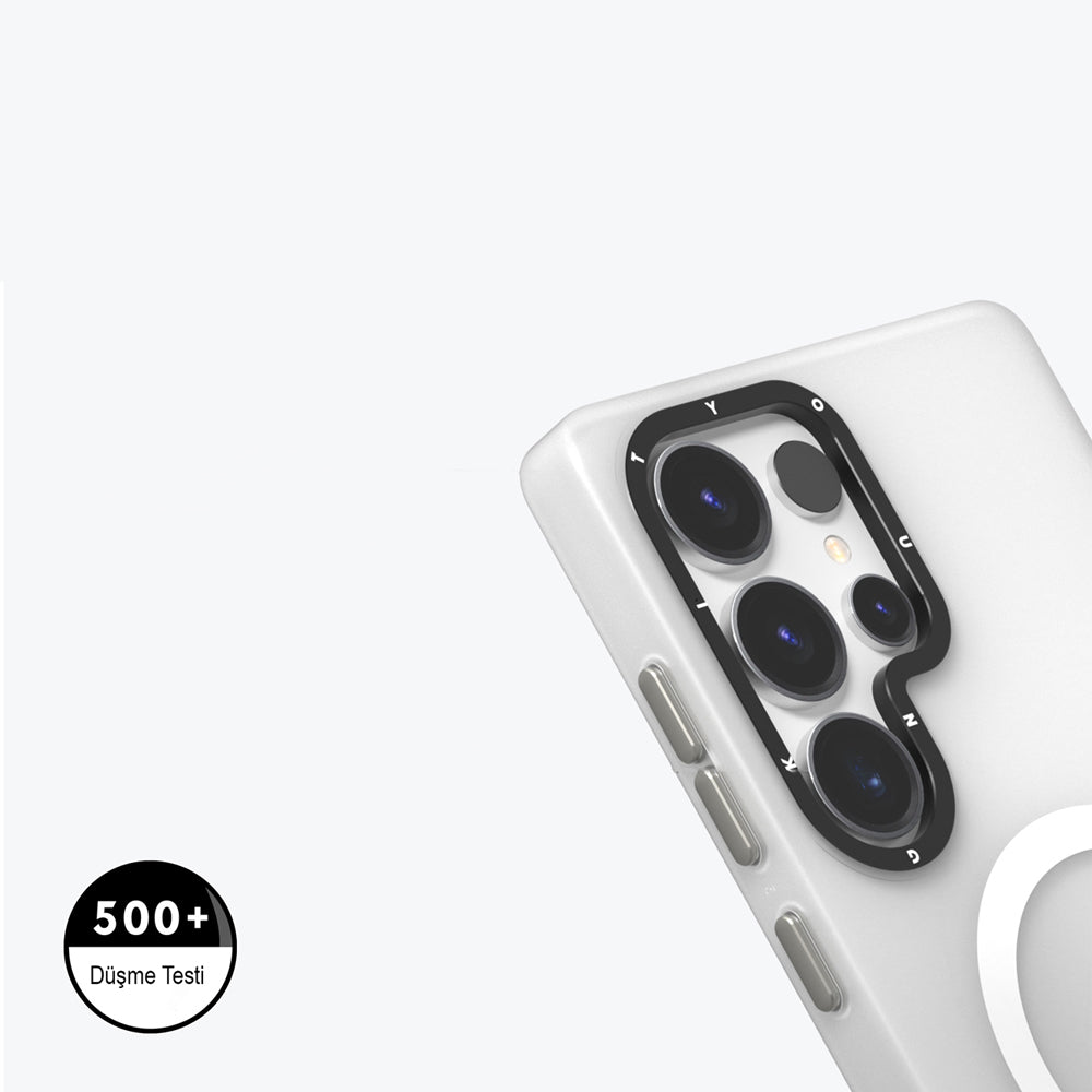 Galaxy S25 Ultra Kılıf M-safe Şarj Özellikli Youngkit Hidden Sand Serisi Kapak Beyaz