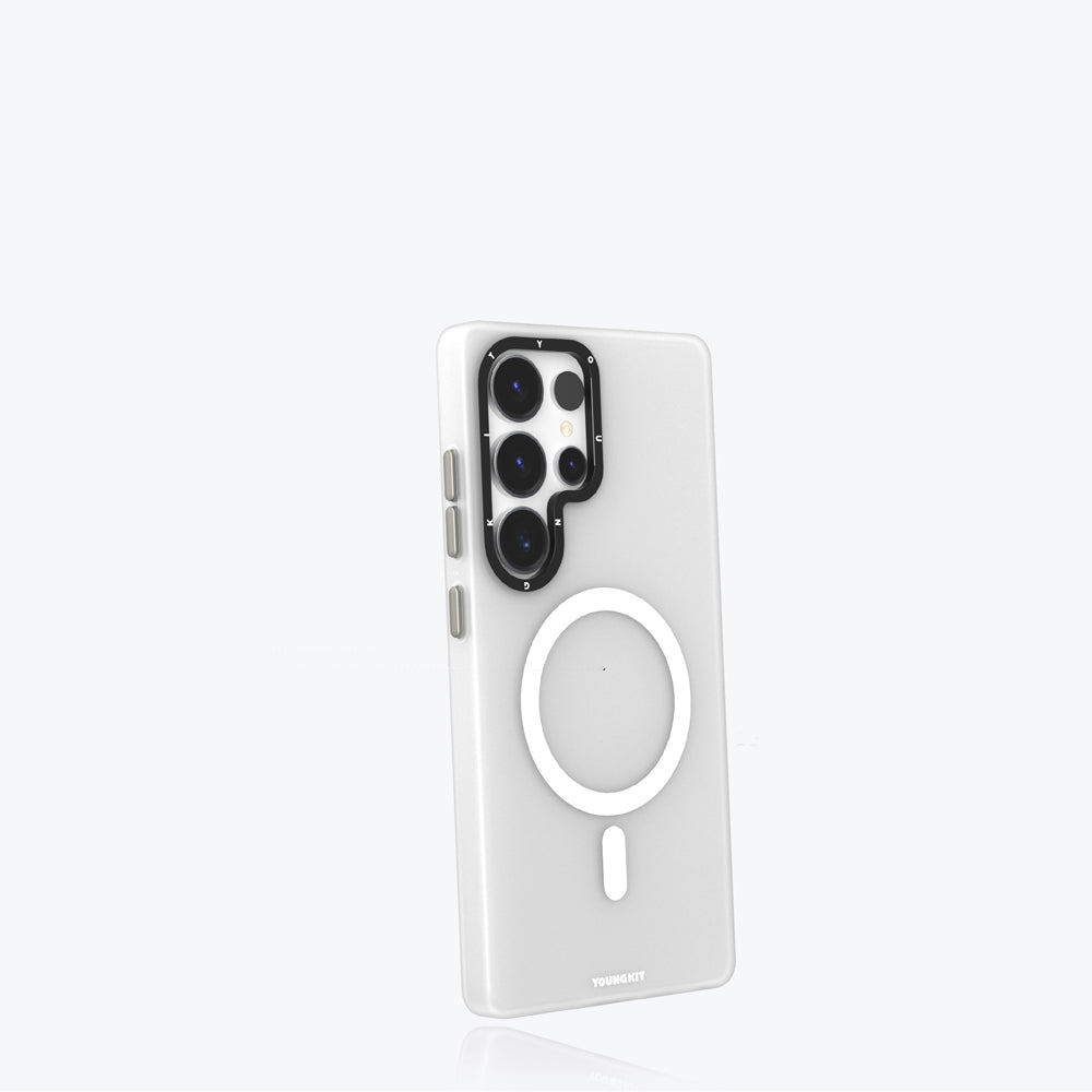Galaxy S25 Ultra Kılıf M-safe Şarj Özellikli Youngkit Hidden Sand Serisi Kapak Beyaz
