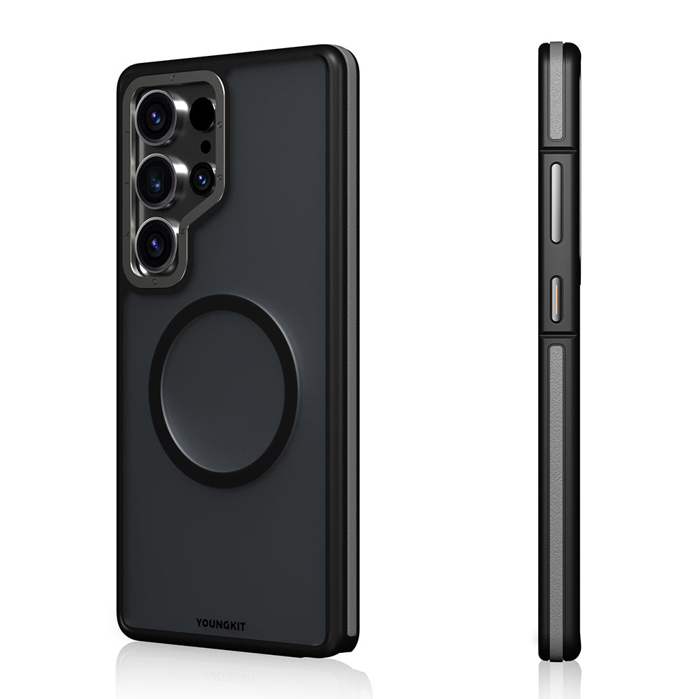 Galaxy S25 Ultra Kılıf M-safe Şarj Özellikli Youngkit Rock Sand Serisi Kapak Gri