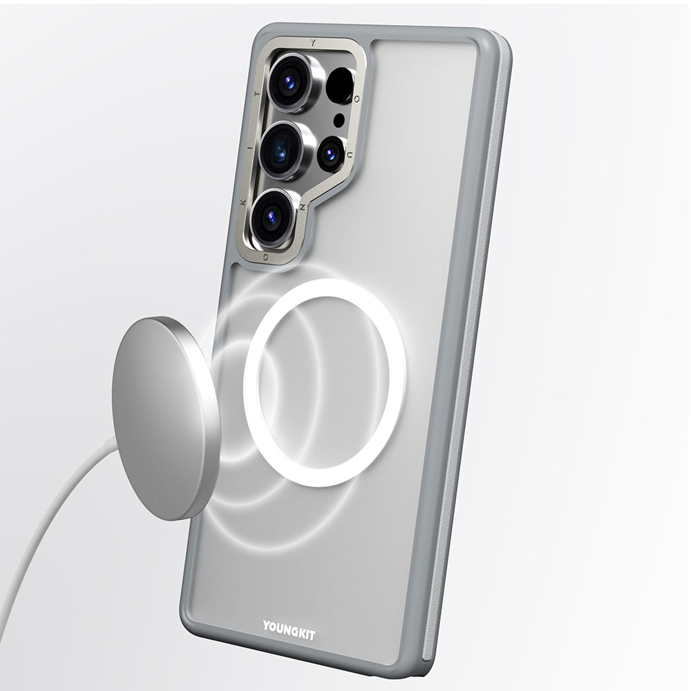 Galaxy S25 Ultra Kılıf M-safe Şarj Özellikli Youngkit Rock Sand Serisi Kapak Siyah