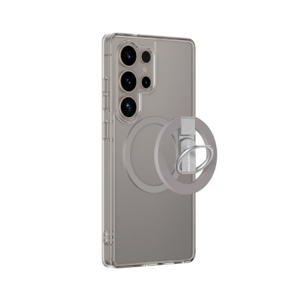 Galaxy S25 Ultra Kılıf M-safe Şarj Özellikli Yüzük Standlı Amazingthing Minimal Grip Serisi Kapak Gri