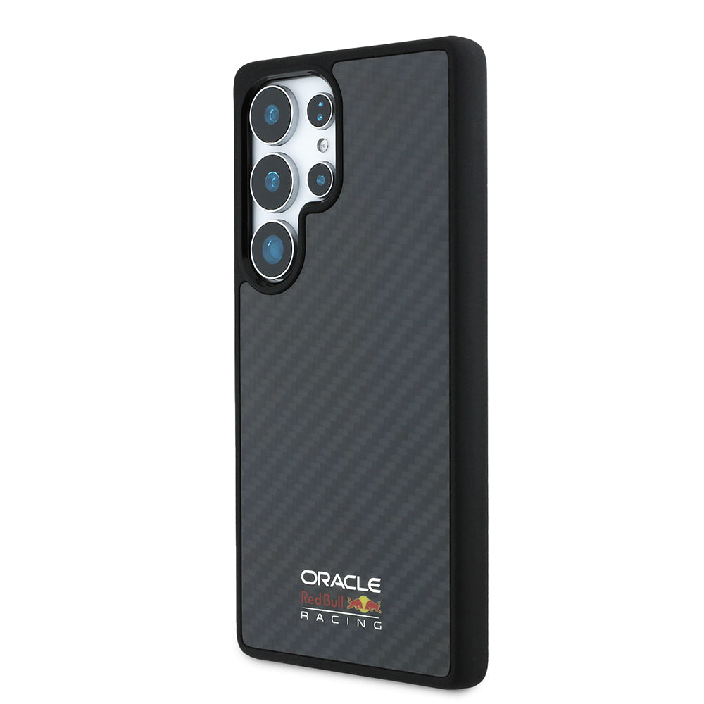 Galaxy S25 Ultra Kılıf Redbull Orjinal Lisanslı M-safe Şarj Özellikli Karbon Fiber Tasarımlı Parlayan Logolu Kapak Siyah