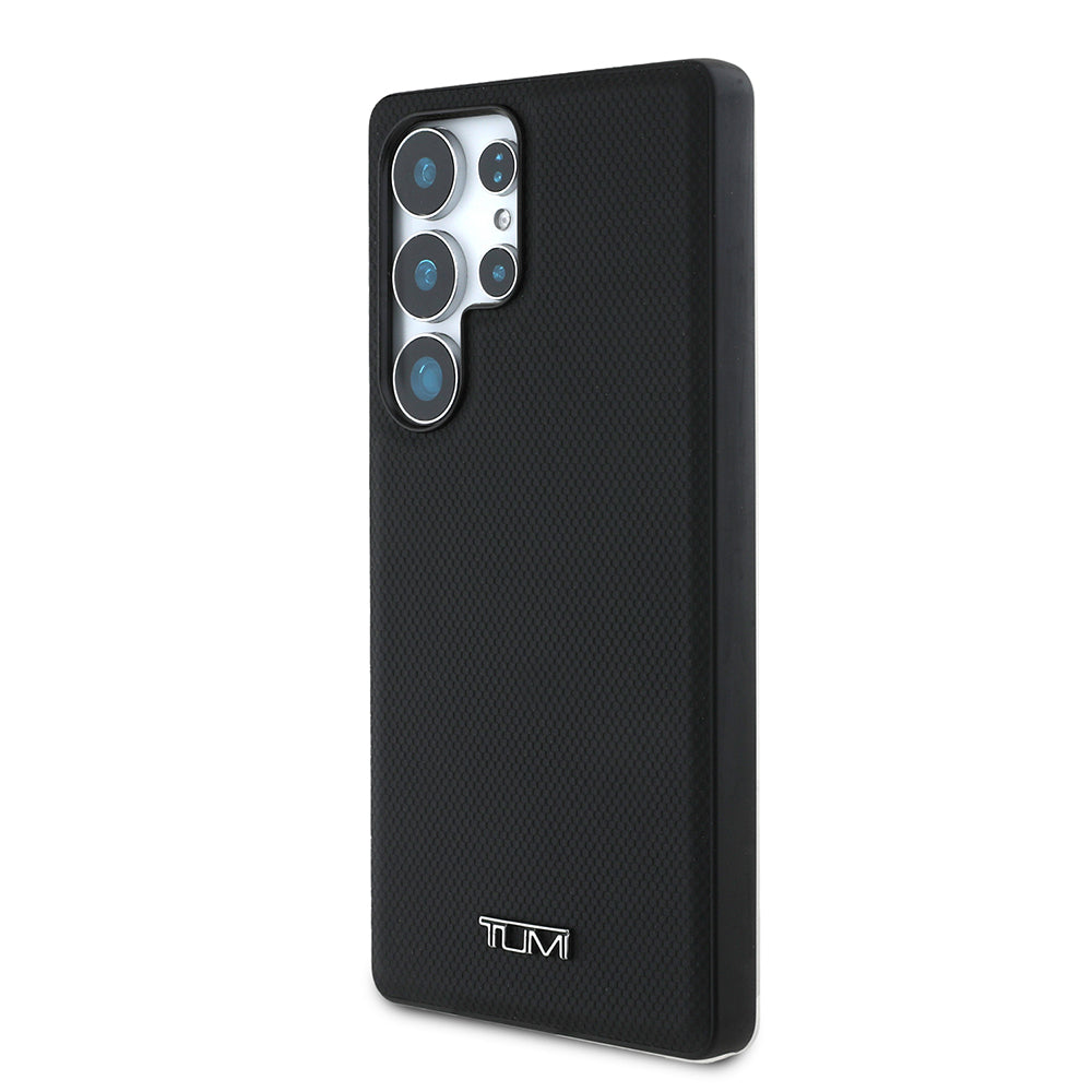 Galaxy S25 Ultra Kılıf TUMI M-safe Şarj Özellikli Deri Noktalı Dizayn Kapak Siyah
